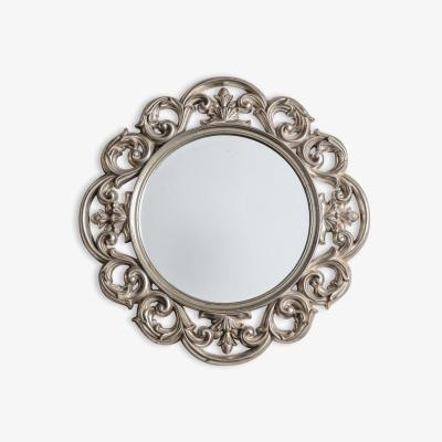 John Lewis Decorative Leaf Motif Round Wall Mirror, 92.5cm, Antique Silver