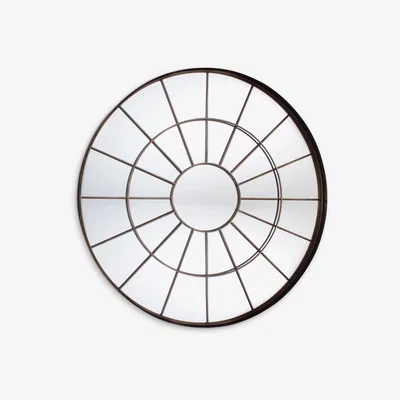 John Lewis Battersea Large Round Metal Frame Mirror, 105cm, Bronze