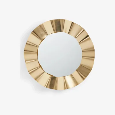John Lewis John Lewis Fluted Round Metal Wall Mirror, 78.5cm, Gold