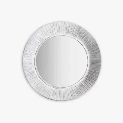 John Lewis Round Distressed Metal Wall Mirror, 81cm, White