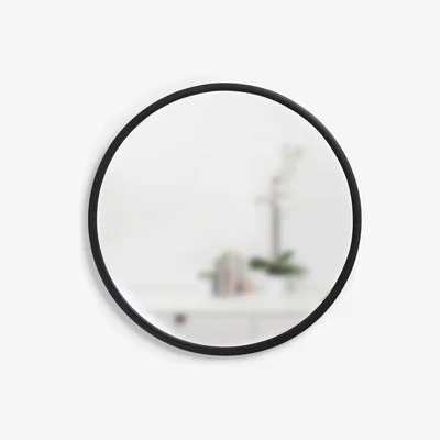 John Lewis Umbra Hub Rubber Round Mirror, Black, 60cm