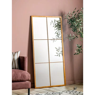 John Lewis John Lewis & Partners Window Pane Metal Rectangular Frame Wall Mirror, 150 x 75cm, Gold