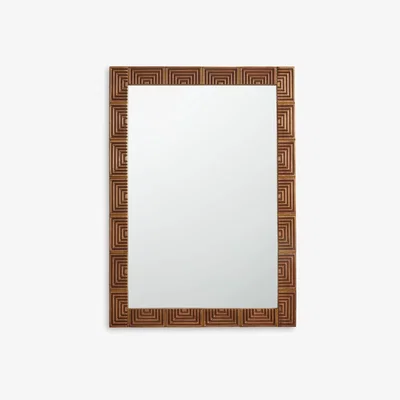 John Lewis John Lewis Decorative Metal Cane Inlay Wood Frame Wall Mirror, 80 x 61.5cm, Natural