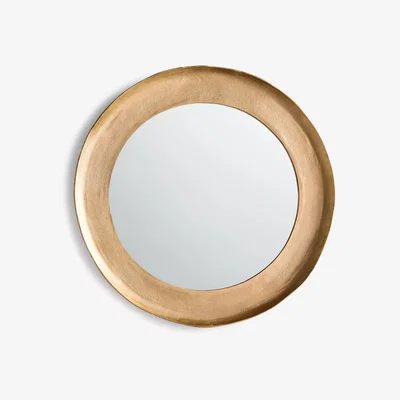 John Lewis John Lewis & Partners Round Cast Aluminium Frame Mirror, 91cm, Gold