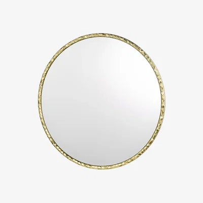 John Lewis Där Jinelle Hammered Texture Round Wall Mirror, 80cm, Gold