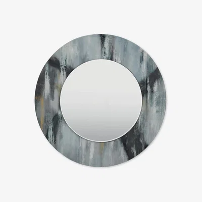 John Lewis Där Mehera Marble Texture Round Wall Mirror, 80cm, Grey