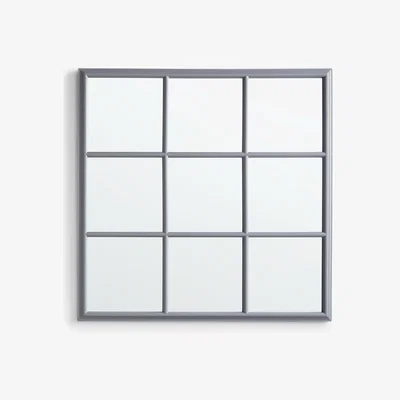 John Lewis ANYDAY John Lewis & Partners Wood Frame Square Window Wall Mirror, 95 x 95cm, Grey