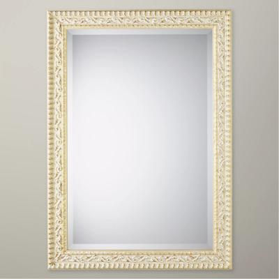 John Lewis John Lewis & Partners Beatrice Wood Frame Mirror, Gold/White