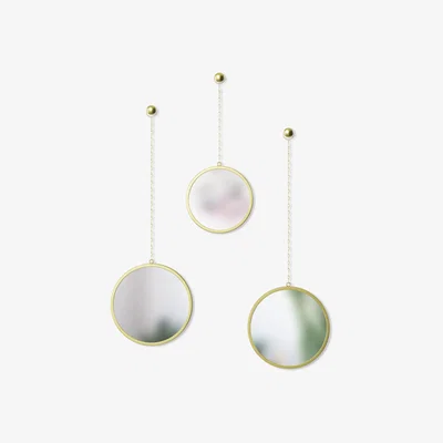 John Lewis Umbra Dima Round Mirrors, Set of 3, Brass