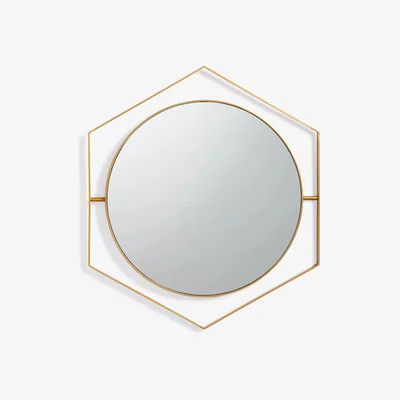 John Lewis John Lewis & Partners + Swoon Beauvoir Hexagon Metal Frame Wall Mirror, 75 x 65cm, Gold