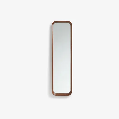 John Lewis John Lewis & Partners Astrid Rounded Corner Mirror, Walnut Wood, 123 x 33cm