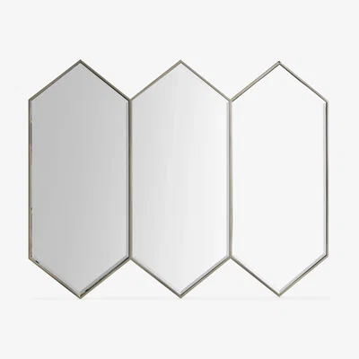 John Lewis Triple Hexagon Wall Mirror, 100 x 83cm, Grey