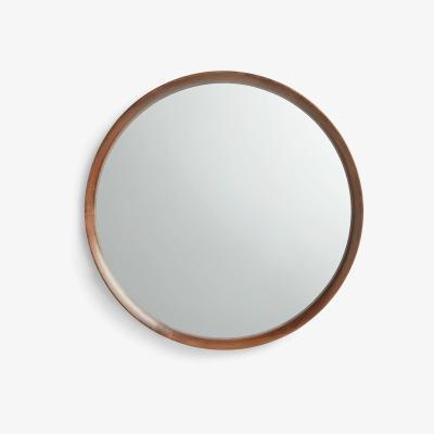 John Lewis John Lewis & Partners Astrid Round Mirror, Walnut Wood, 64cm