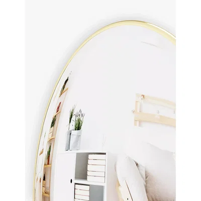 John Lewis Umbra Convexa Round Wall Mirror, 59cm, Brass