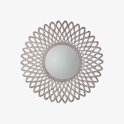John Lewis Bharta Large Round Wood Frame Mirror, 120cm, SIlver