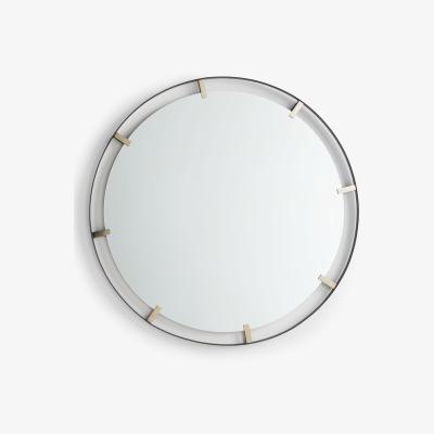 John Lewis John Lewis & Partners Metal Clip Round Wall Mirror, 92cm, Black/Gold