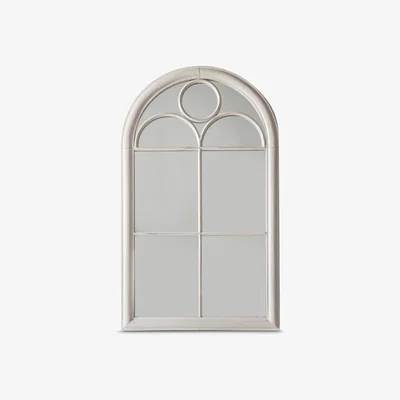 John Lewis Classic Arch Window Metal Frame Indoor/Outdoor Wall Mirror, 100 x 61cm, Distressed White
