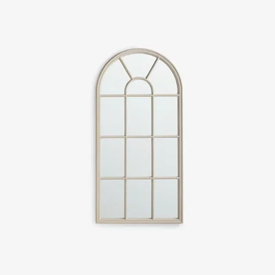 John Lewis John Lewis & Partners Arched Wood Frame Window Wall Mirror, 140 x 70cm, Taupe