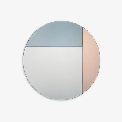 John Lewis Där Thalia Round Wall Mirror, 50cm, Rose Gold/Blue