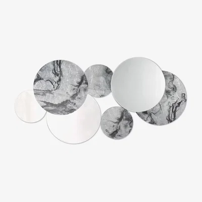 John Lewis Där Meco Decorative Marble-Effect Circles Wall Mirror, 70 x 120cm, Grey