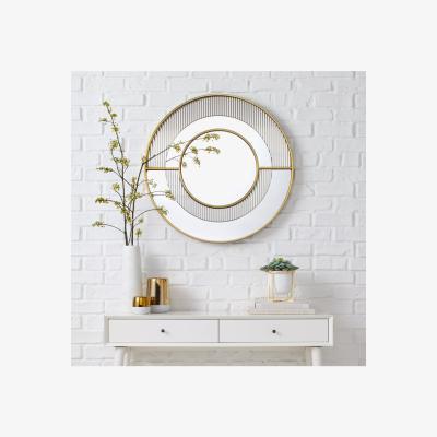 John Lewis west elm Helena Round Wall Mirror, 76cm, Brass