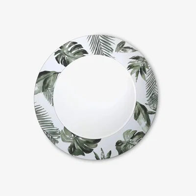 John Lewis Där Syagrus Palm Leaf Round Wall Mirror, 80cm, Green