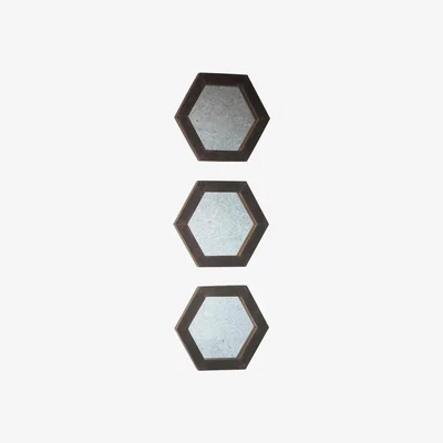Knees Garfield Small Hexagon Wall Mirror - Grey (Set of 3)