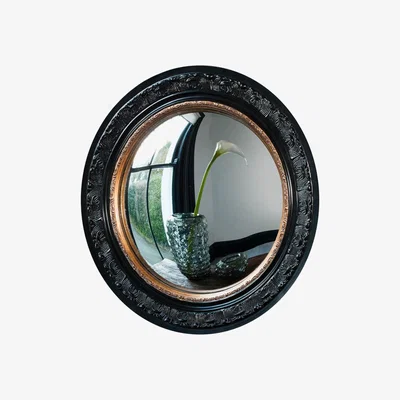 Knees Leatherhead Medium Round Wall Mirror - Black