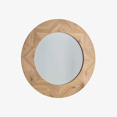 Knees Messina Medium Round Wall Mirror - Light Wood