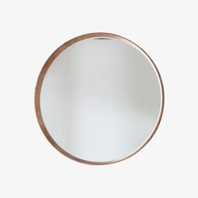 Knees Barnard Medium Round Wall Mirror - Light Wood