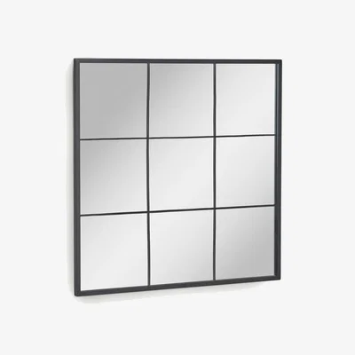 Kave Home Ulrica black metal wall mirror 80 x 80 cm
