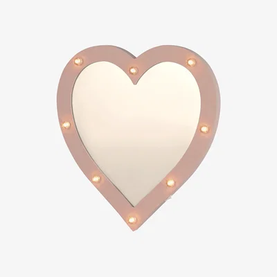 La Redoute 31cm Pink Heart Mirror with Lights