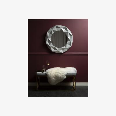 La Redoute 78cm 3D Effect Wall Mirror in Grey Gloss