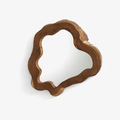 La Redoute Litanie Handmade Teak Root Mirror, Diameter 40cm