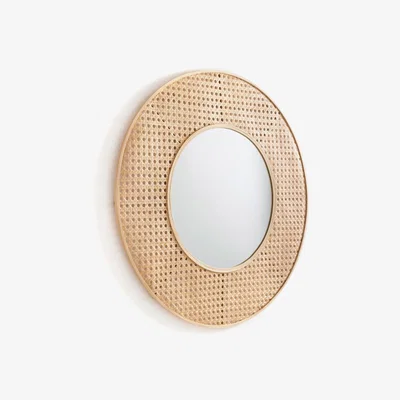 La Redoute Waska Round Rattan Cane Mirror, Diameter 90cm