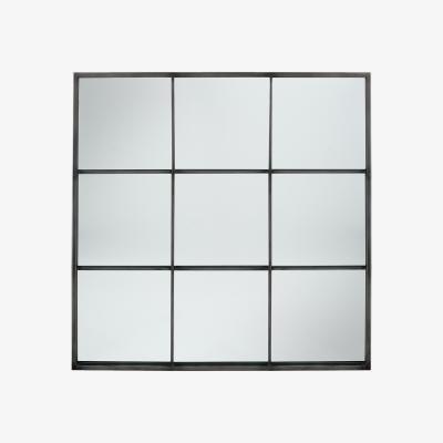 La Redoute 110cm Black Industrial Style Window Square Wall Mirror