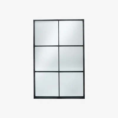 La Redoute 110 x 70cm Black Industrial Style Window Wall Mirror