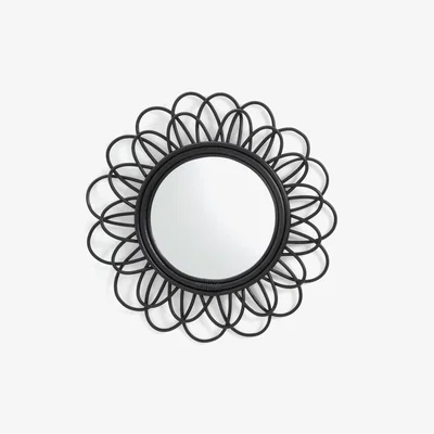 La Redoute Nogu Black Cane Double Flower Mirror