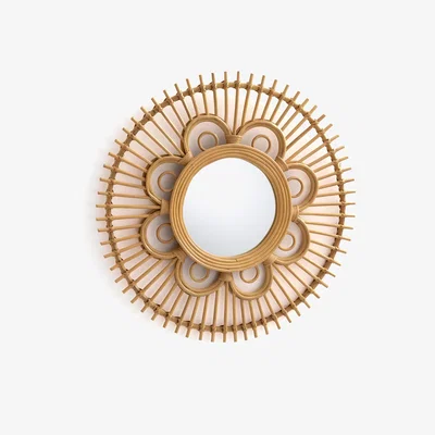 La Redoute Nogu Flower Shape Rattan Mirror, 65cm Diameter
