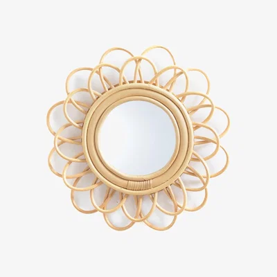 La Redoute Nogu Double Flower Rattan Mirror, Diameter 35cm