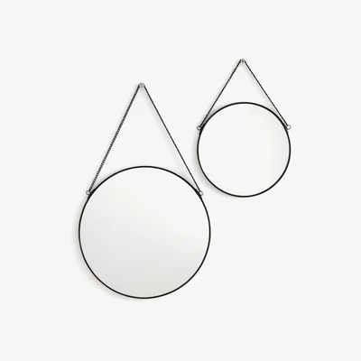 La Redoute Set of 2 Uyova Round Mirrors in Brass or Black