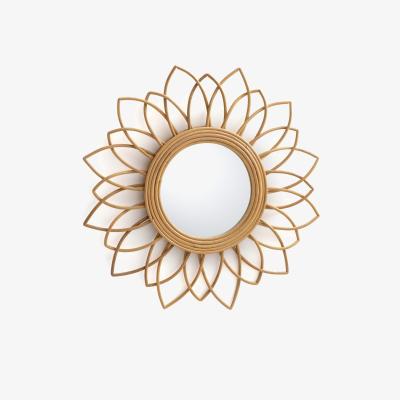 La Redoute Nogu Mirror with Floral Rattan Frame, 65cm Diameter