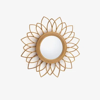 La Redoute Nogu Mirror with Floral Rattan Frame, 65cm Diameter