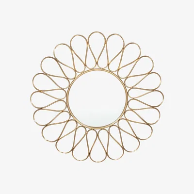 La Redoute 90cm Antique Gold Metal Petal Design Round Wall Mirror