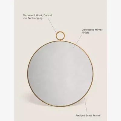 Marks & Spencer M&S Round distressed Wall Mirror - Antique Brass, Antique Brass