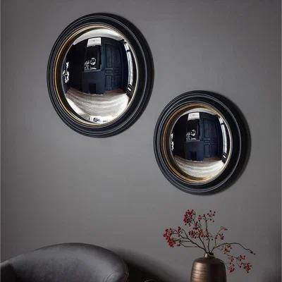 Marks & Spencer Gallery Home Rockbourne Convex Round Wall Mirror - Black, Black