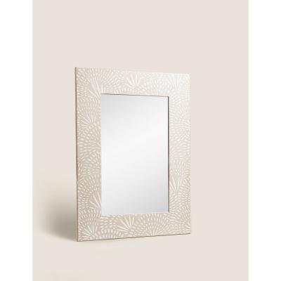 Marks & Spencer M&S  Wooden Medium Square Engraved Wall Mirror - Natural, Natural