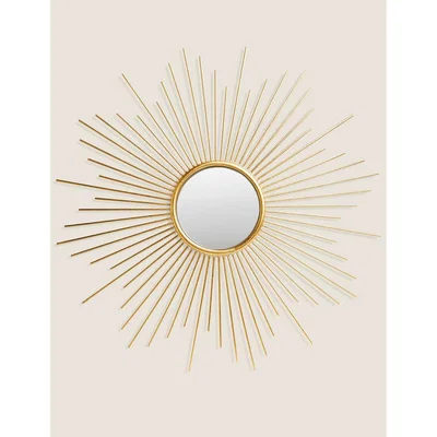 Marks & Spencer M&S Sunburst Metal Round Mirror - Antique Brass, Antique Brass