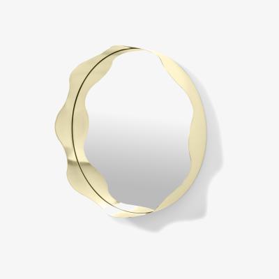 Made.com 2LG Wavy Round Wall Mirror, 60 cm, Champagne Brass