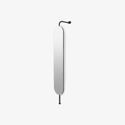 Made.com Huldra Wall Mounted Dressing Mirror with Coat Rack, Black Metal & Wood